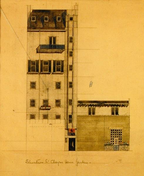 Forhøjelse af det foreslåede studie i Glebe Place og Upper Cheyne Walk af Charles Rennie Mackintosh