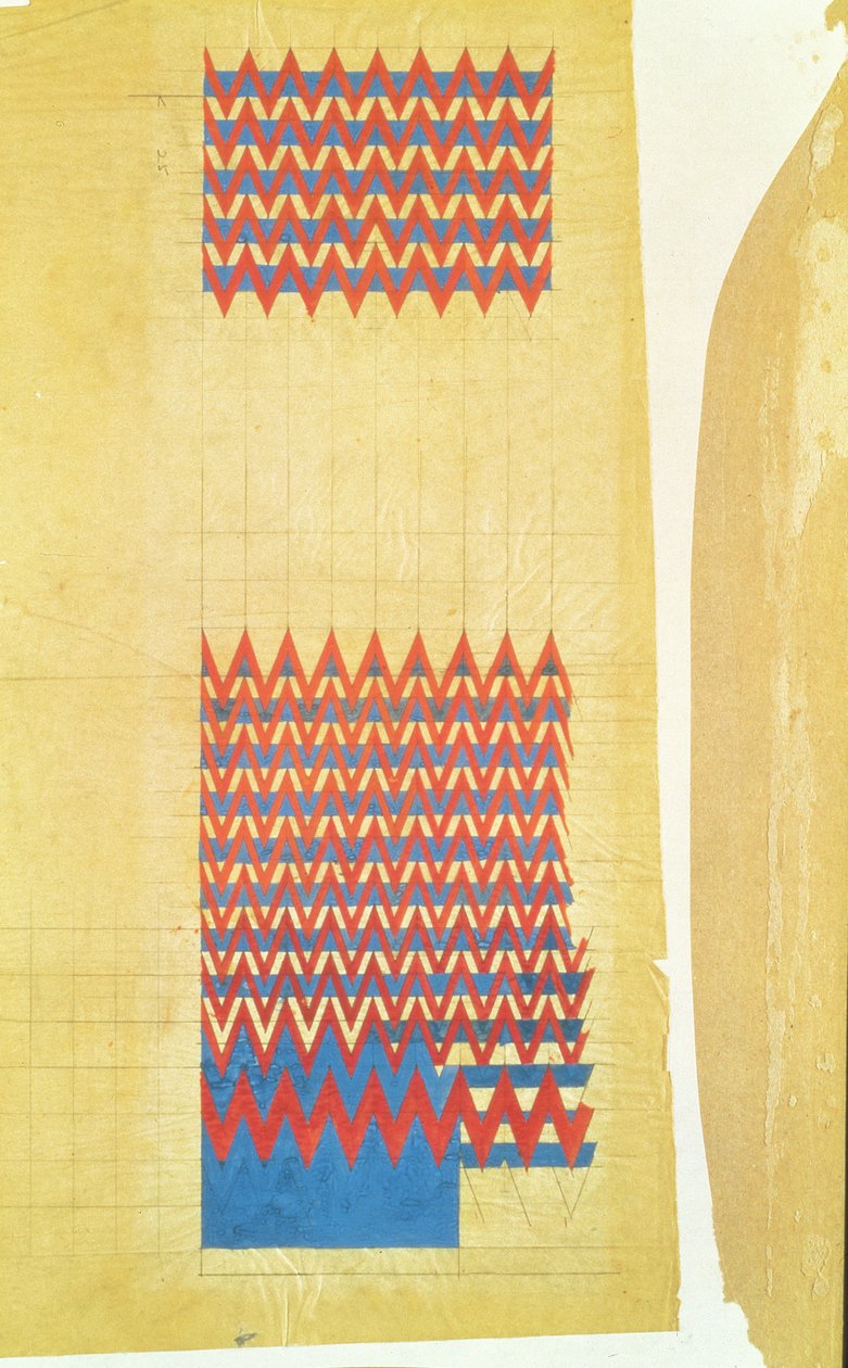 Stofdesign, 1916 (blyant og kropsfarve på olieret kalkerpapir) af Charles Rennie Mackintosh