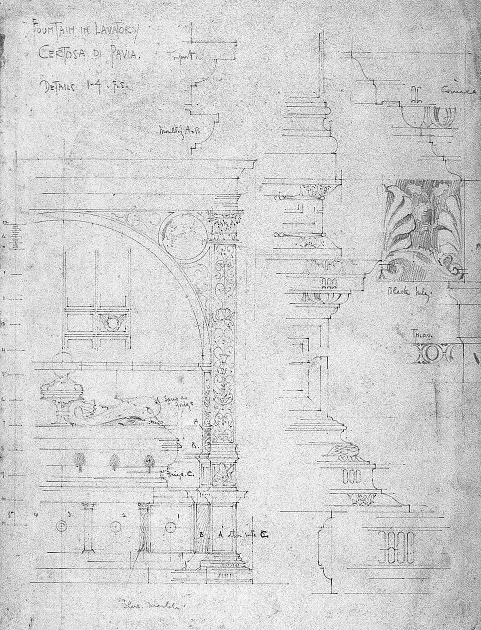 Springvand i toilettet, Certosa di Pavia, 1891 af Charles Rennie Mackintosh