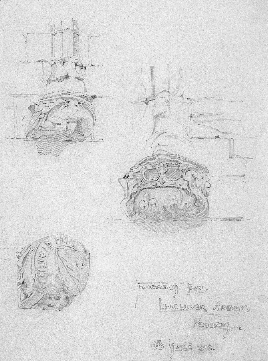 Fragmenter fra Lincluden Abbey, Dumfries, 1892 af Charles Rennie Mackintosh