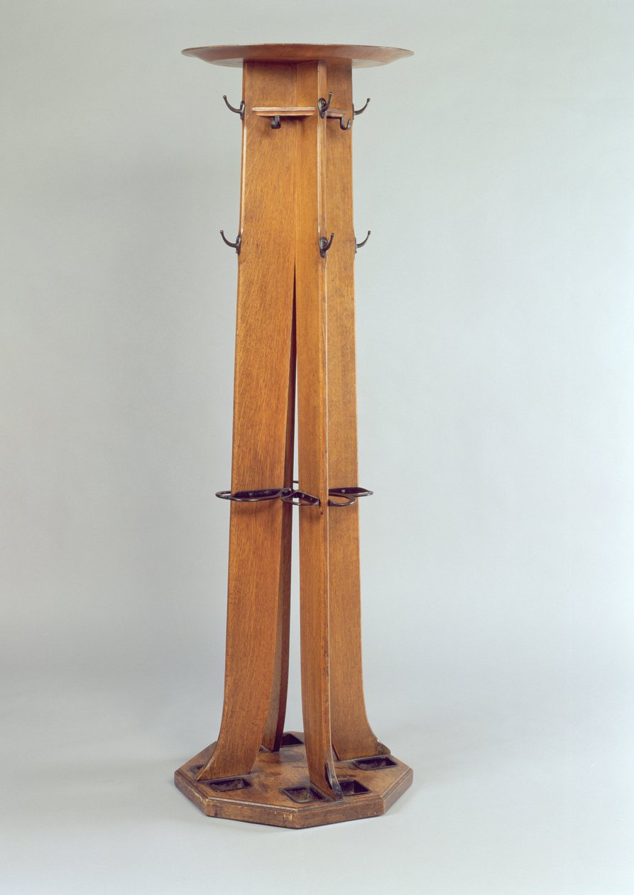 Hatte-, frakke- og paraplystativ til Argyle Street Tearooms, 1897 (egetræ) af Charles Rennie Mackintosh