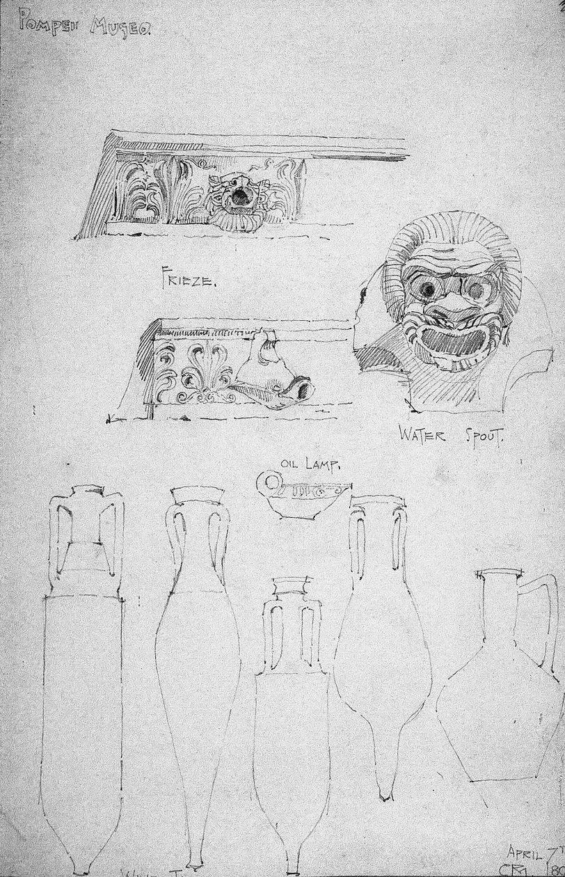 Pompeii Museum, 1890 [1891], blyant af Charles Rennie Mackintosh