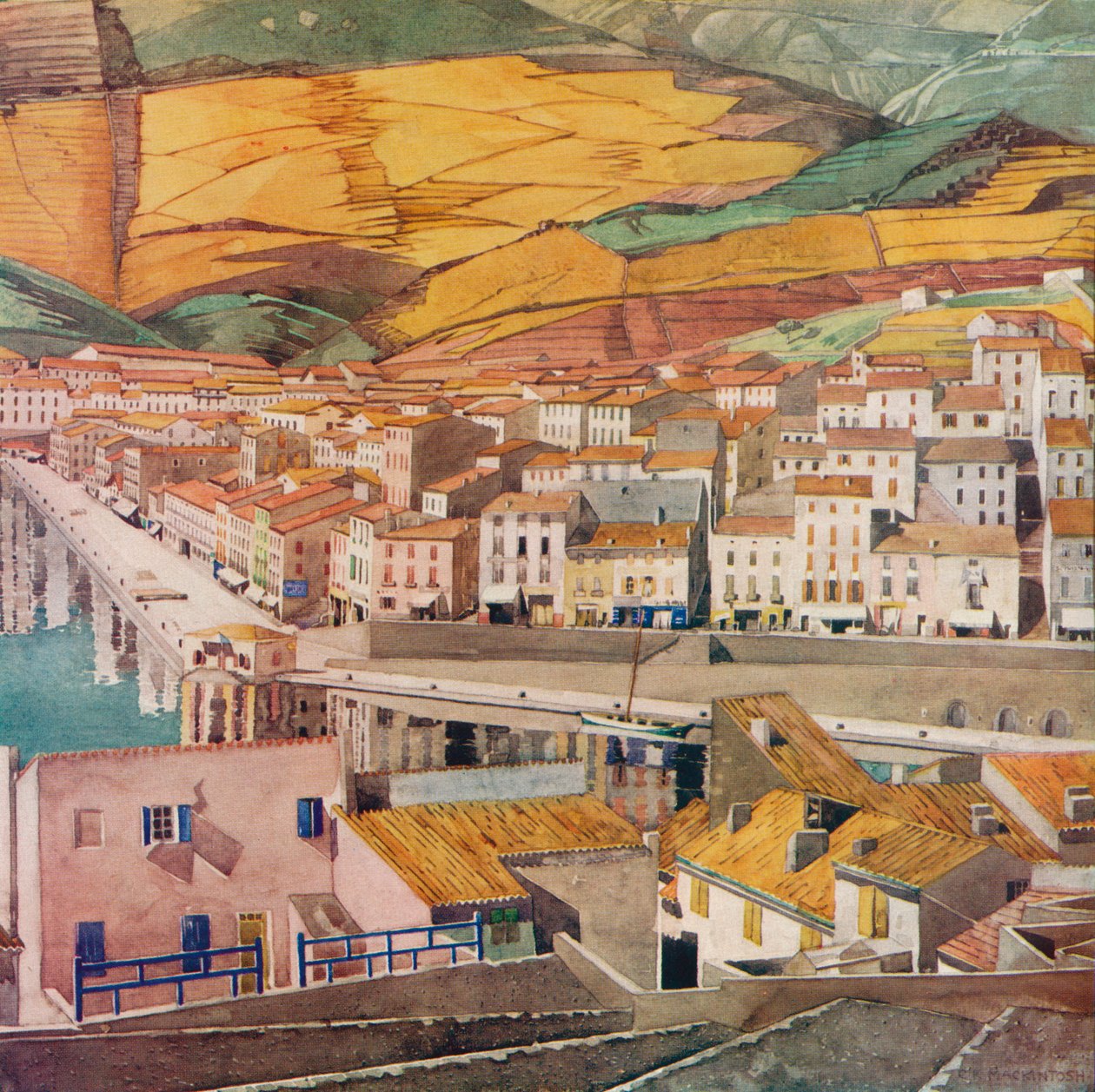 Port Vendres, byen, c1925 af Charles Rennie Mackintosh