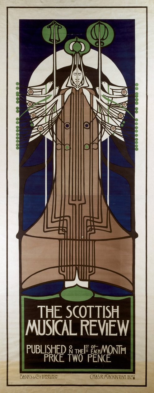 Plakat, der reklamerer for Scottish Musical Review af Charles Rennie Mackintosh
