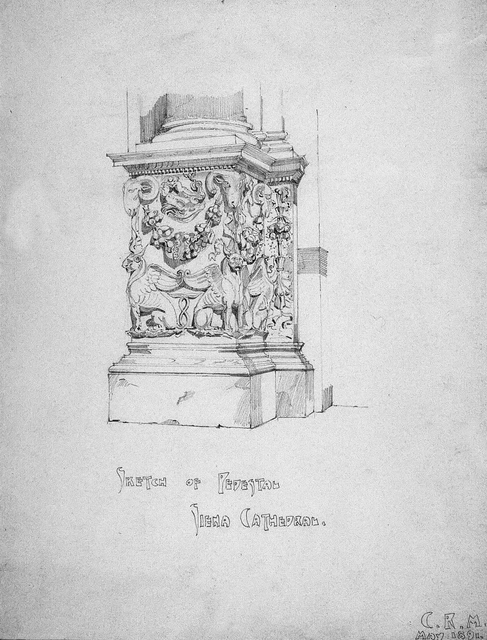 Skitse af piedestal, Siena-katedralen, 1891 af Charles Rennie Mackintosh