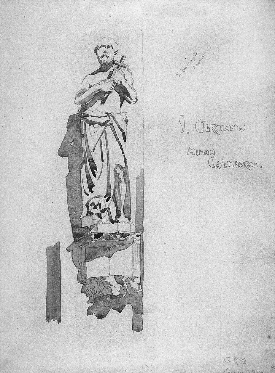 St. Jerome, 1891 (blyant og akvarel på papir) af Charles Rennie Mackintosh