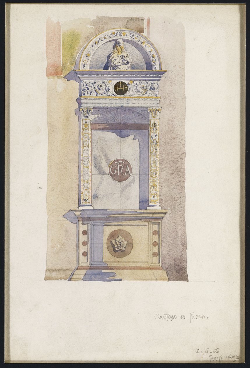 Studie af et jesuitalter, Certosa di Pavia, 1891 af Charles Rennie Mackintosh