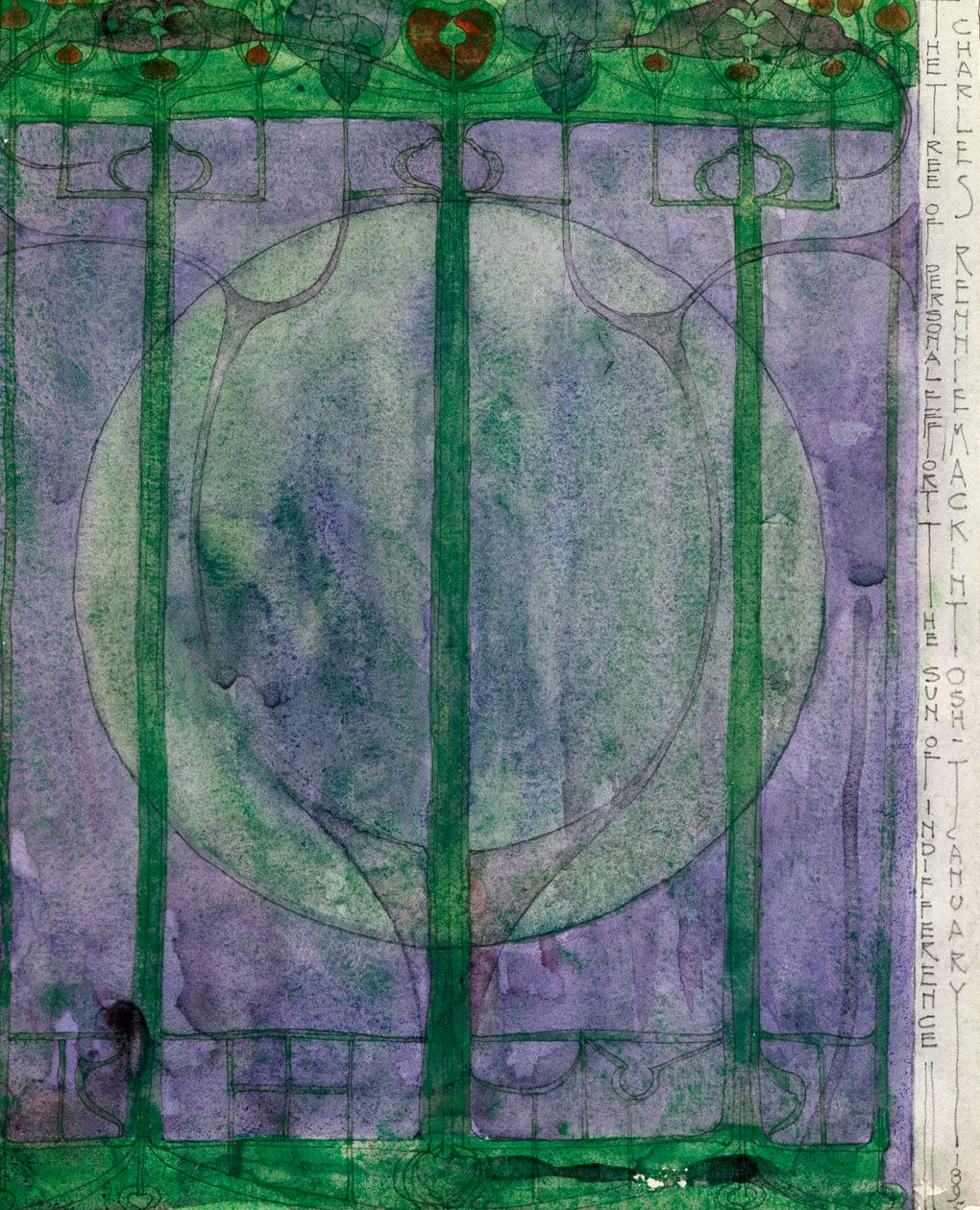 The Tree of Personal Effort, af Charles Rennie Mackintosh (1868-1928), blyant og akvarel på papir, 32x25 cm af Charles Rennie Mackintosh