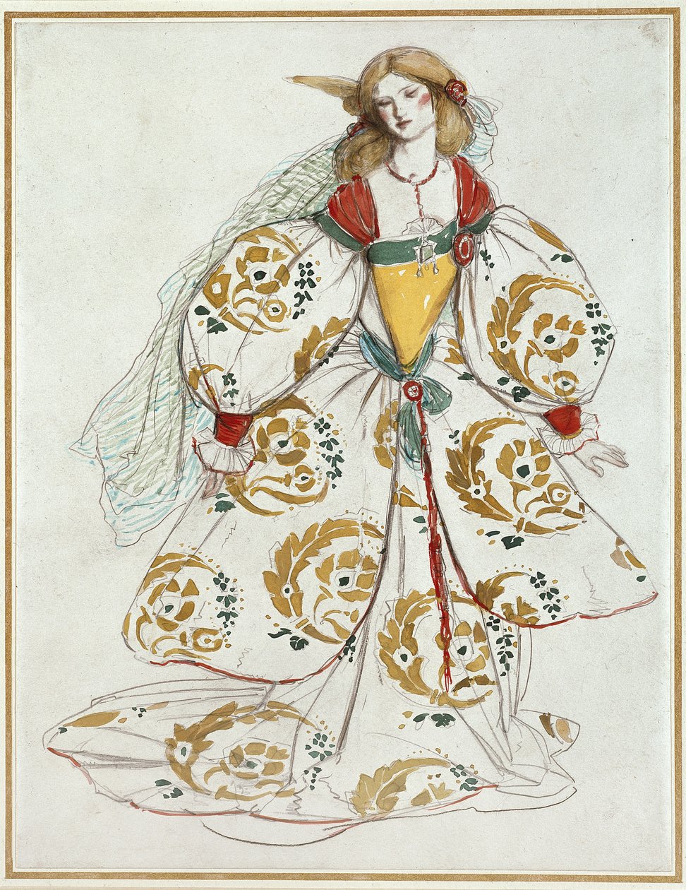 Costume Design (akvarel over grafit på hvidt papir) af Charles Ricketts