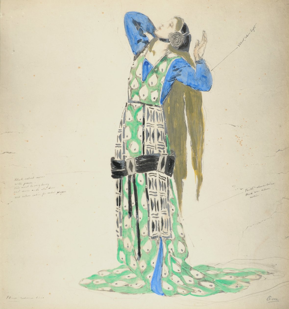 Kostumedesign til Bellengere i Le Mort de Tintagiles, 1912 (wc på papir) af Charles Ricketts