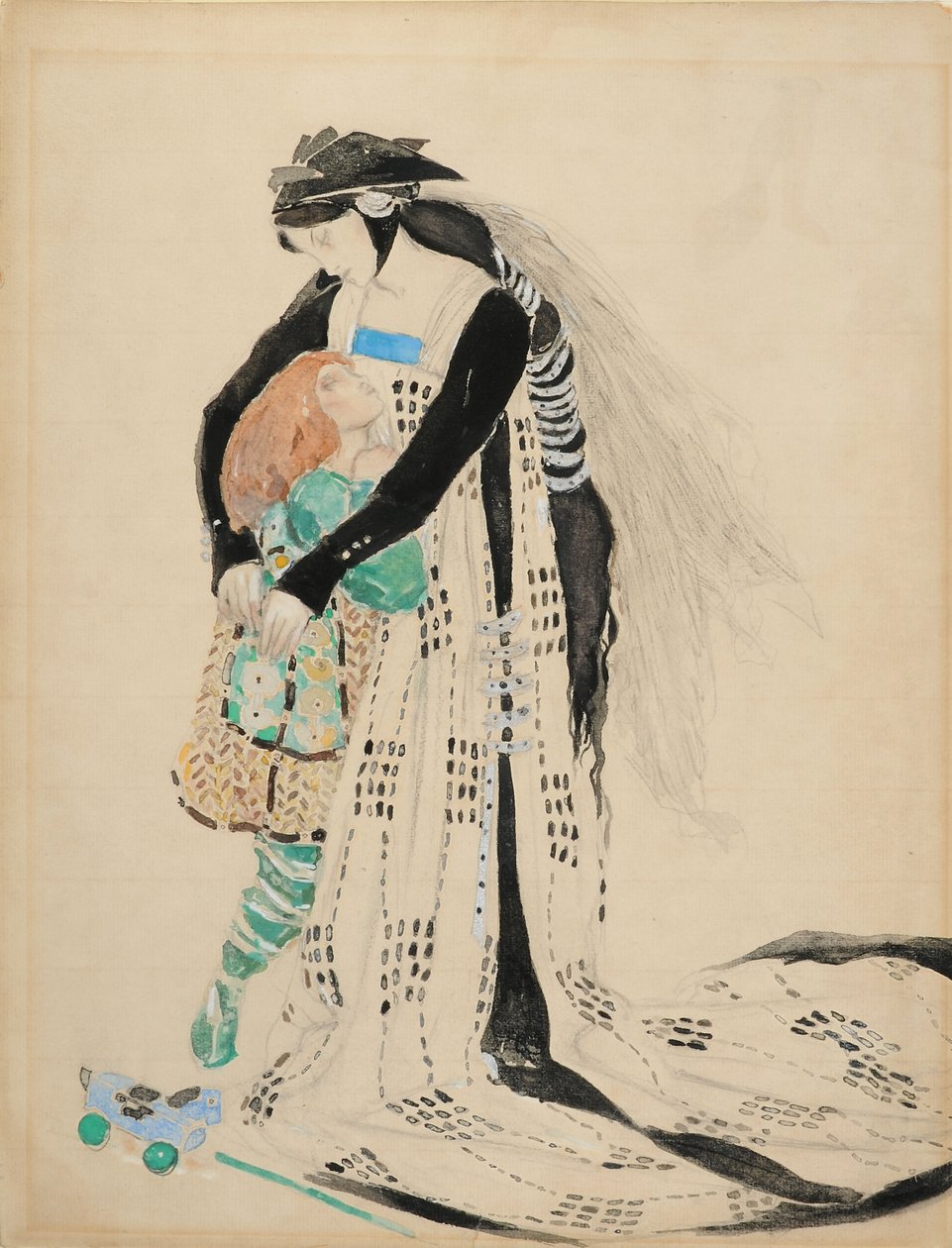 Costume Design for The Death of Tintagiles, 1912 (wc på papir) af Charles Ricketts