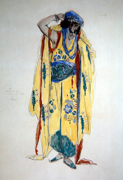 Kostumedesign til Oulade, ca. 1920 (akvarel, gouache og blyant på papir) af Charles Ricketts