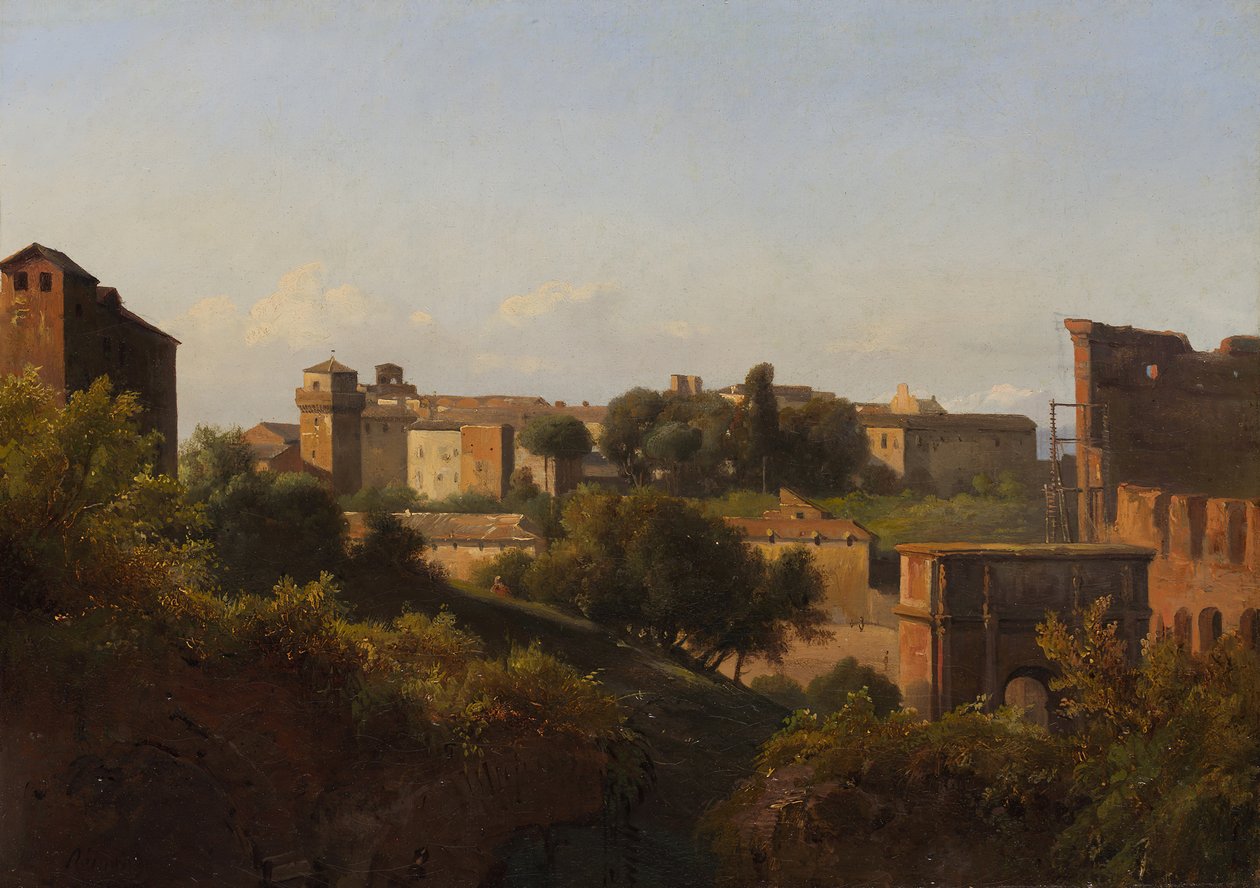 Udsigt over Colosseum og Konstantinbuen fra Palatinen, ca. 1822-24. af Charles Rémond