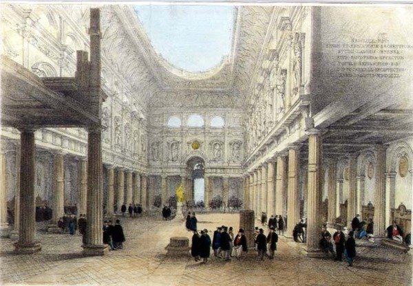 Design til Royal Exchange-interiøret, mod vest af Charles Robert Cockerell