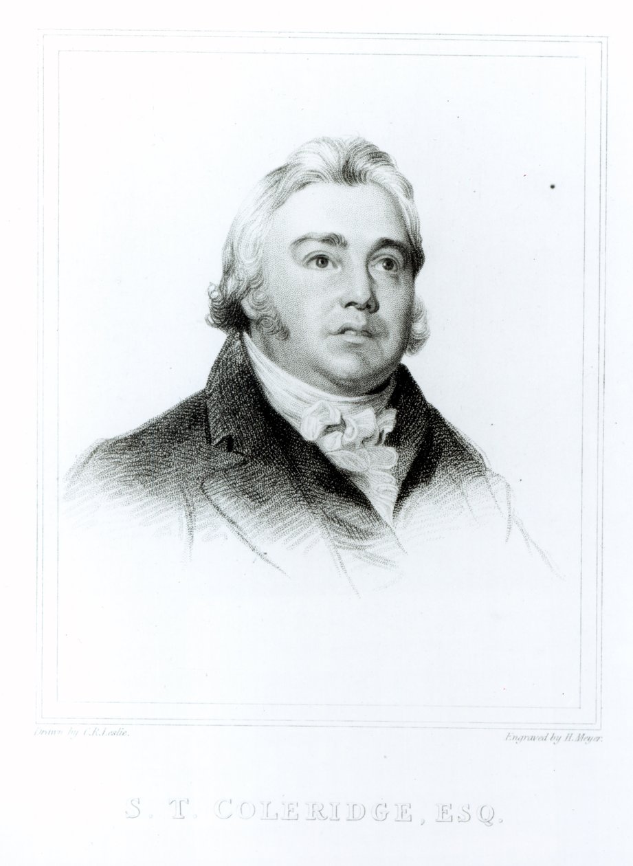 Portræt af Samuel Taylor Coleridge (1772-1834) indgraveret af Henry Meyer (1782-1847) af Charles Robert Leslie
