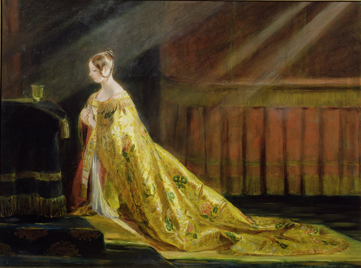 Dronning Victoria i sin kroningsdragt, 1838 af Charles Robert Leslie