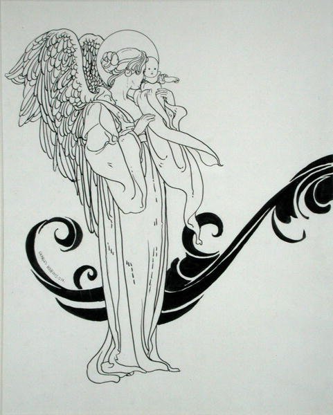 Engel og baby, illustration fra 