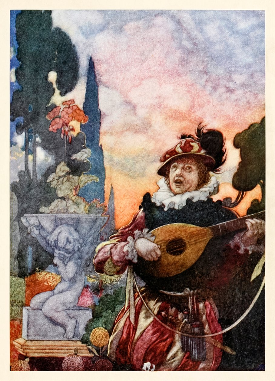 "Mærk, hvordan den ene streng, sød ægtemand til en anden, slår hver af hver efter gensidig bestilling" fra "Harmony and Melody" i The Songs and Sonnets of William Shakespeare af Charles Robinson