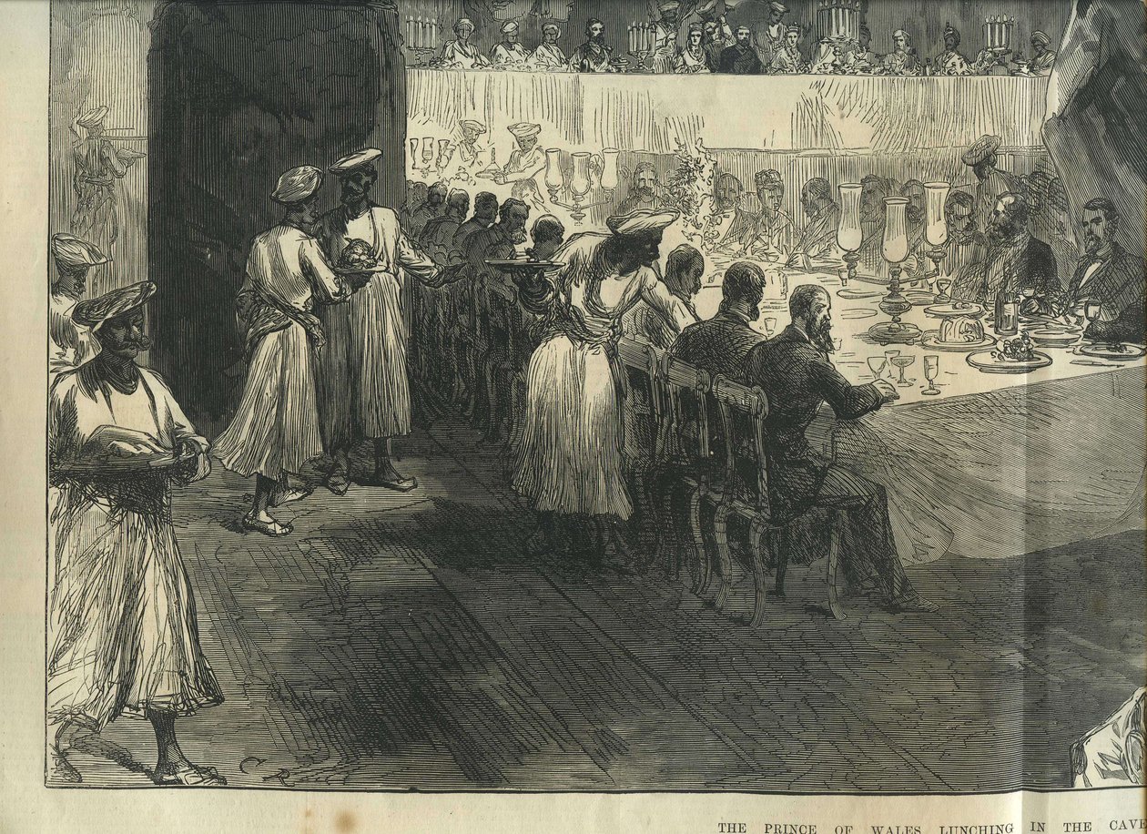 Prinsen af Wales spiser frokost i Elephanta-grotterne af Charles Robinson