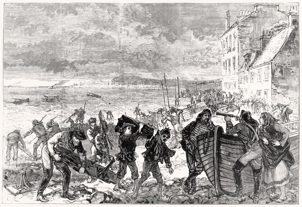 Tay Bridge Disaster: Vragstykker kastet op på stranden ved Broughty Ferry af Charles Robinson