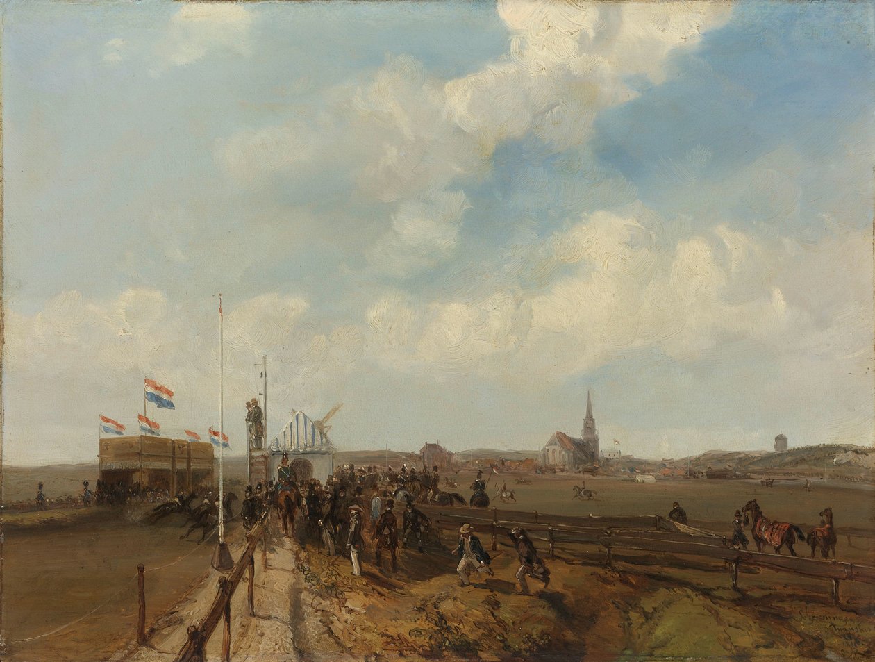 Væddeløbsbane ved Scheveningen, åbnet 3. august 1846 af Charles Rochussen (signed by artist)
