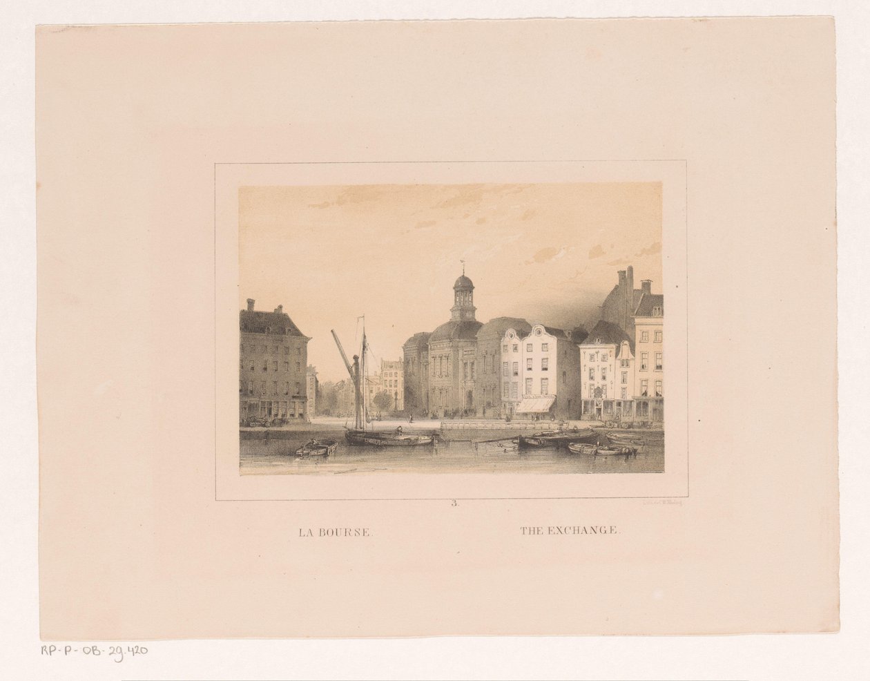 Udsigt over børsen i Rotterdam Labourse / Udvekslingen (titel på objekt) Vues et monuments de la ville de Rotterdam / Udsigter og monumenter af byen Rotterdam (serietitel) af Charles Rochussen