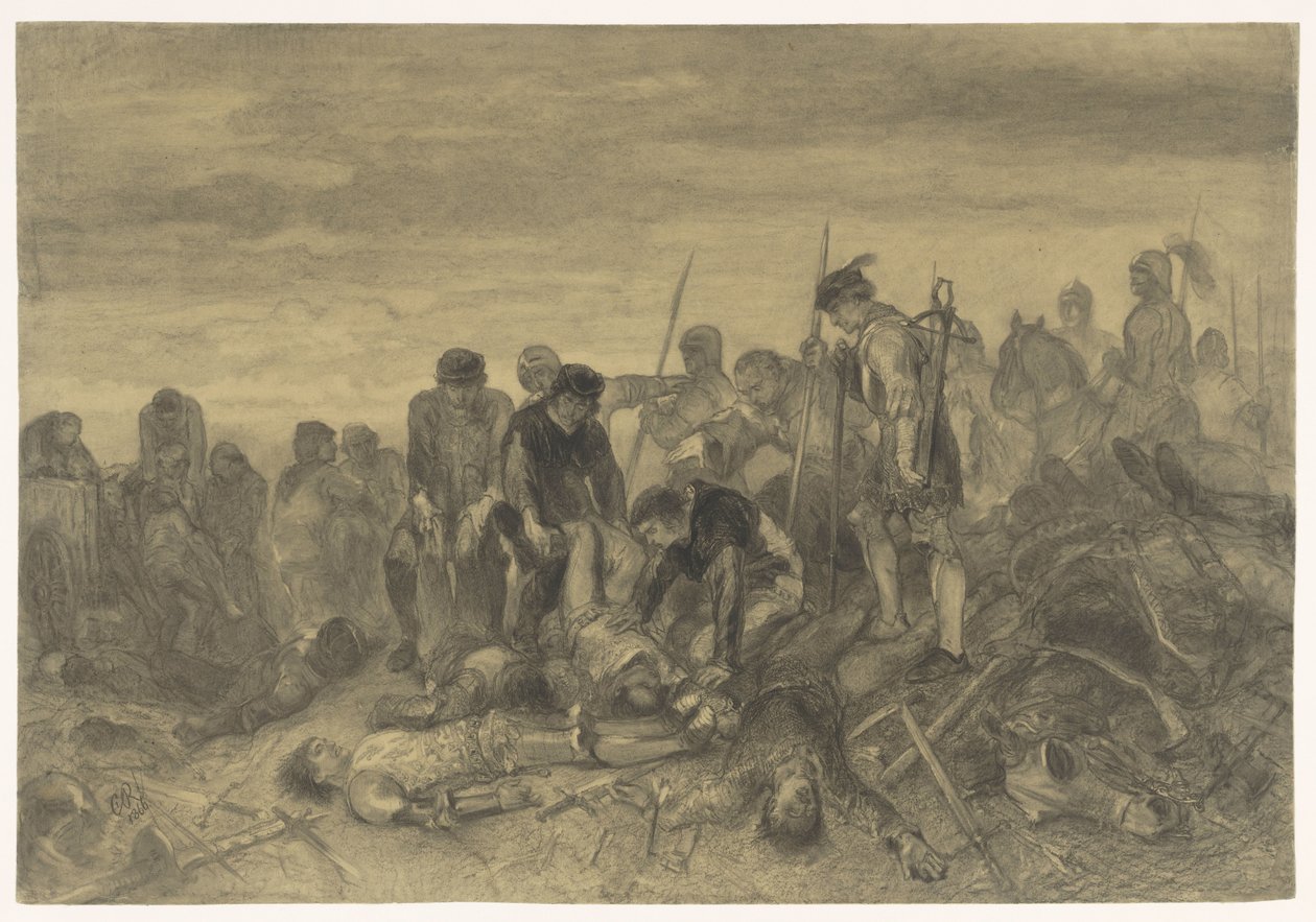 Liget af Richard III, konge af England, fundet på slagmarken i Bosworth, 1485 af Charles Rochussen