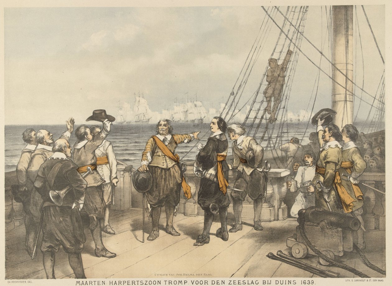 Maarten Tromp før starten af ​​slaget ved Duins, 1639 Maarten Harpertszoon Tromp, før søslaget ved Duins 1639 (titel på objekt) af Charles Rochussen