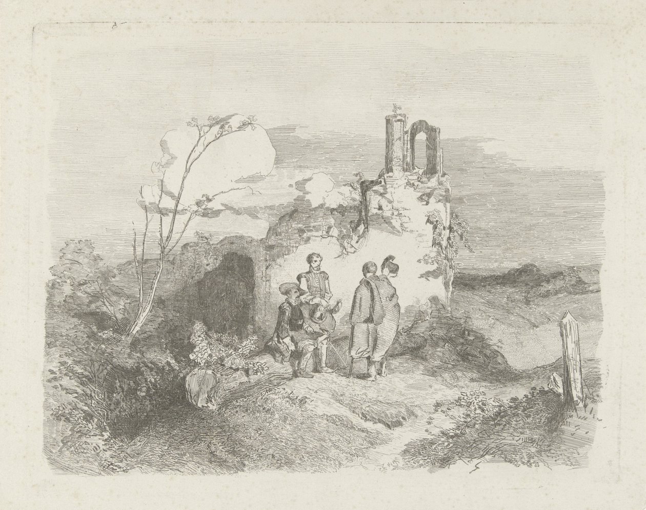 Mænd ved en ruin af Charles Rochussen