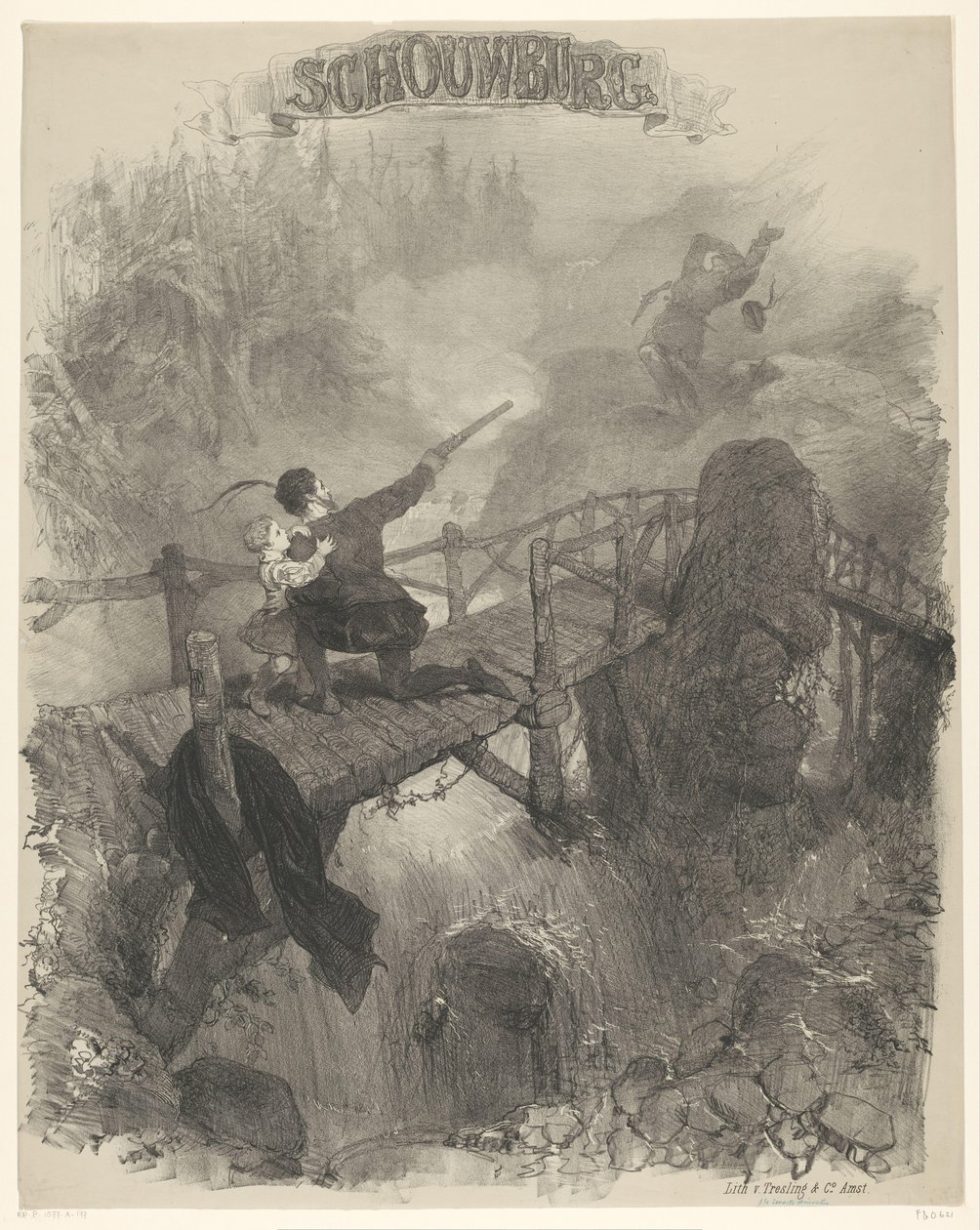 Scene fra balletten Den Sorte Djævel Teater (titel på objekt) Meddelelser om balletter og skuespil opført i Amsterdam City Theatre (serietitel) af Charles Rochussen