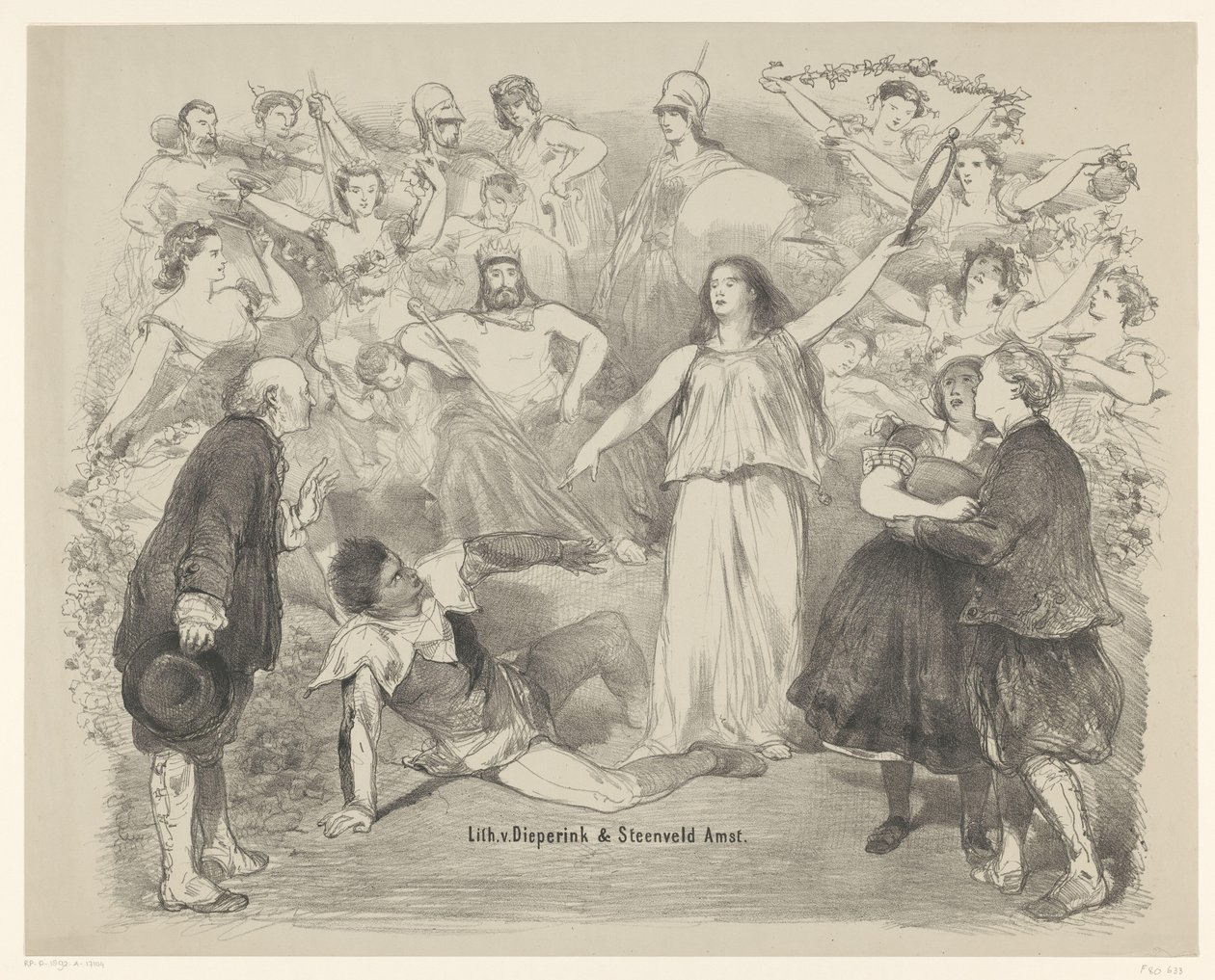 Scene fra stykket Sandhed og Løgn Meddelelser om balletter og skuespil opført i Amsterdam City Theatre (serietitel) af Charles Rochussen