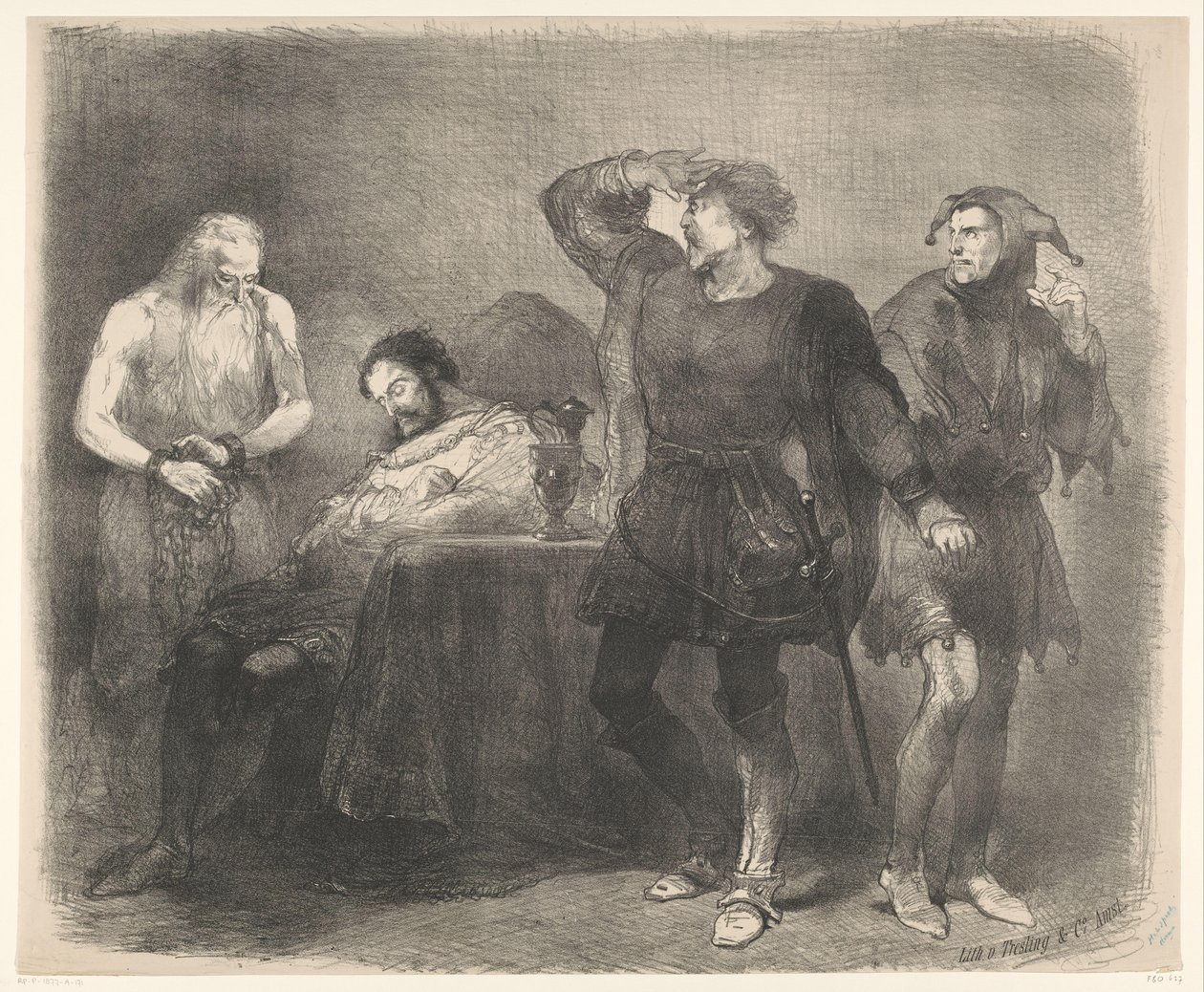 Scene fra scenedramaet The Ghost Meddelelser om balletter og skuespil opført i Amsterdam City Theatre (serietitel) af Charles Rochussen