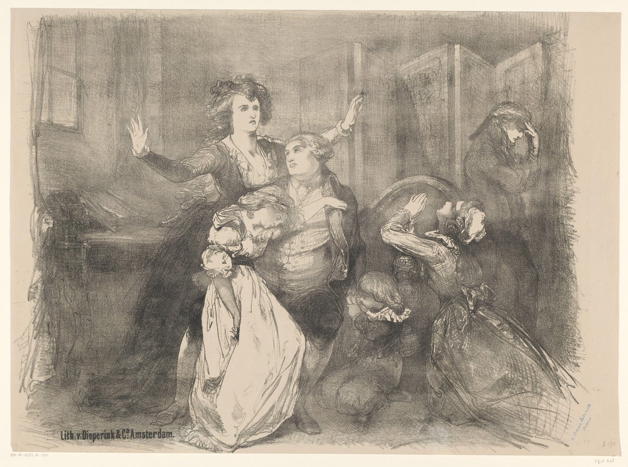 Scene fra scenedrama Marie Antoinette Meddelelser om balletter og skuespil opført i Amsterdam City Theatre (serietitel) af Charles Rochussen