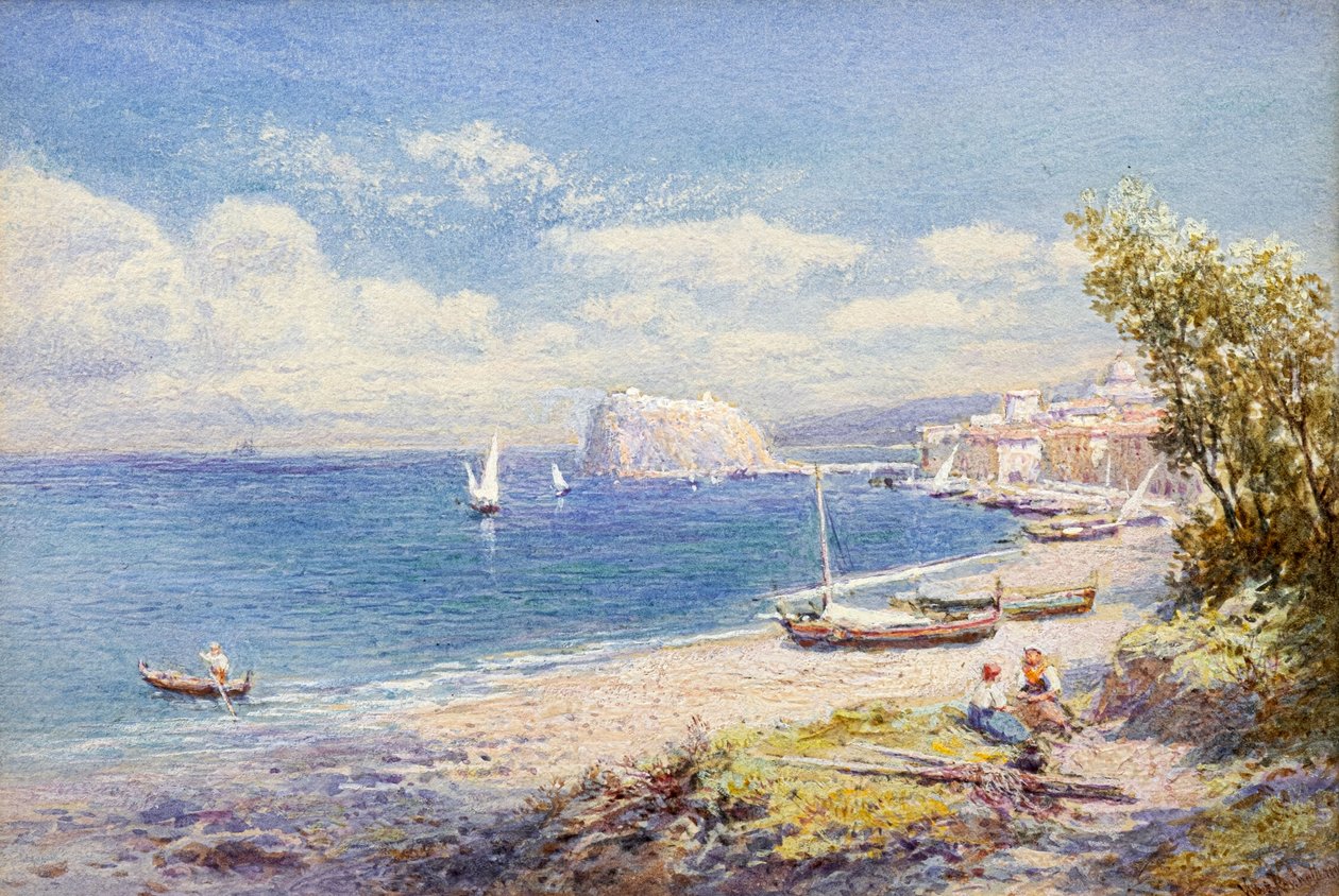 Napolibugten (akvarel) af Charles Rowbotham