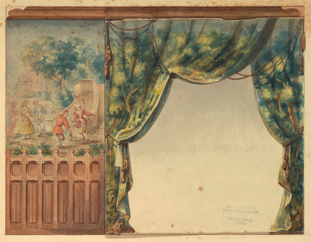 Design til en del af trappe i Château-sur-Mer, Newport, Rhode Island af Charles Salagnad, French