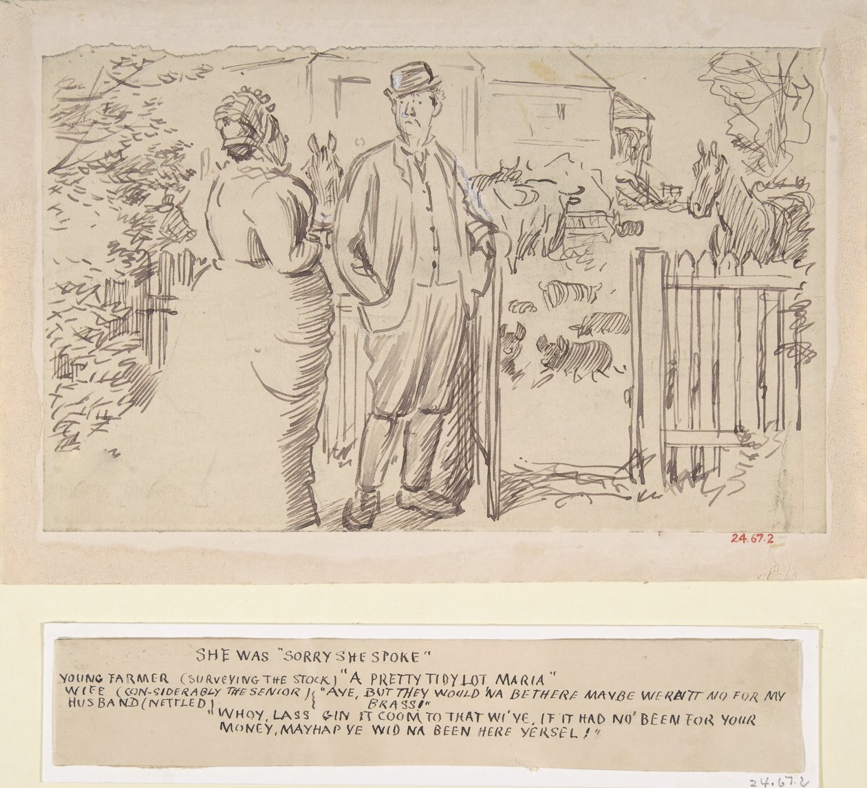 Hun var ked af, at hun talte, 1870-1891. af Charles Samuel Keene