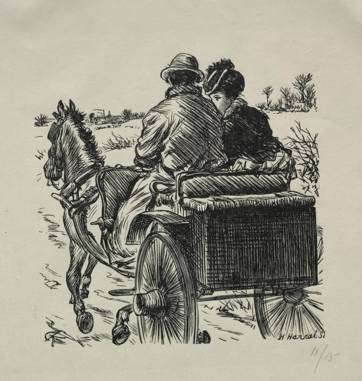 Frakken med pelsfor, 1869. af Charles Samuel Keene