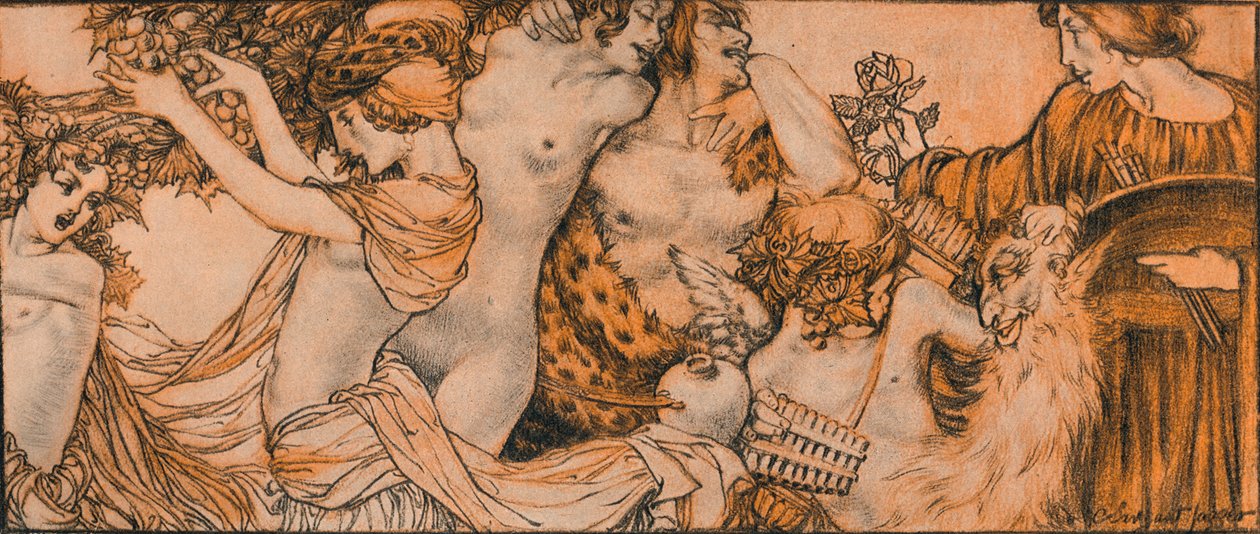 En illustration fra Rubaiyat af Omar Khayyam, c20. århundrede 1914-1915 af Charles Sergeant Jagger