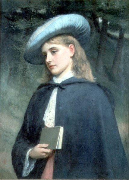 Pige holder en bog af Charles Sillem Lidderdale