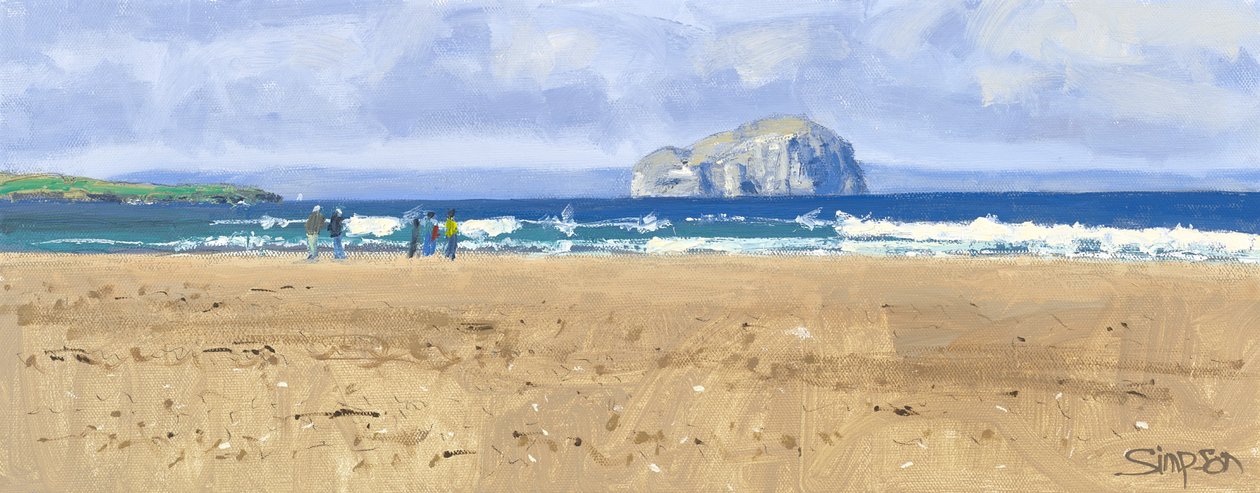 Bass Rock, Belhaven, 2015 (olie på lærred) af Charles Simpson