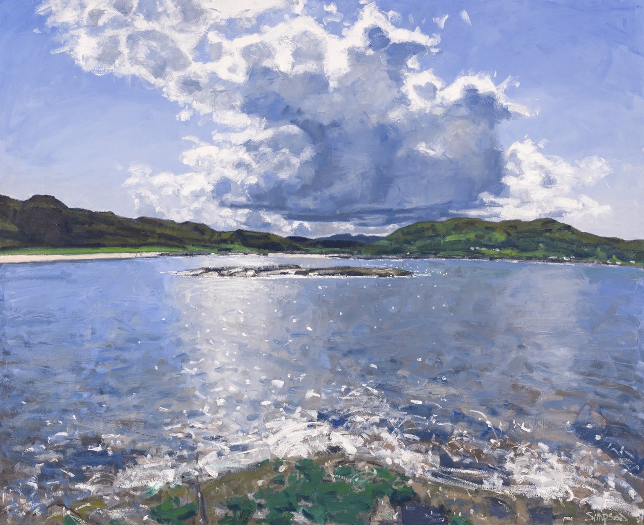 Stor sky over Portuairk, 2017 (olie på lærred) af Charles Simpson