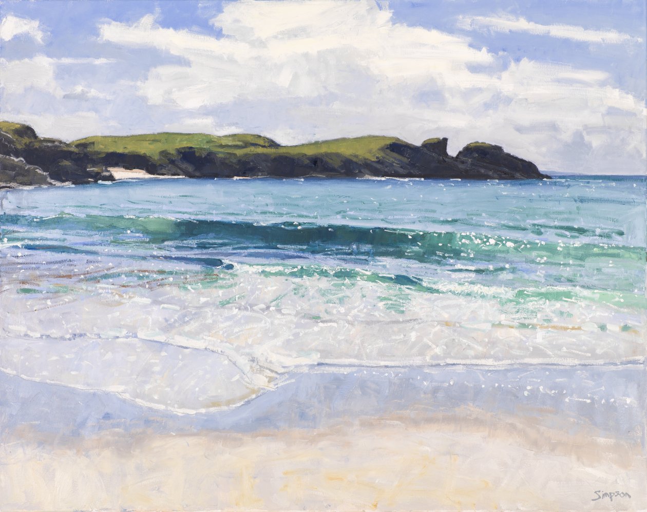 Clachtoll Sea, 2017 (olie på lærred) af Charles Simpson