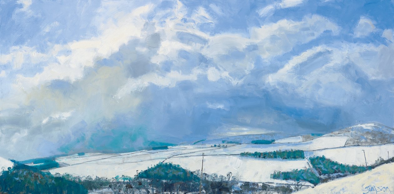Clouds Gathering over the Hills, 2016 (olie på lærred) af Charles Simpson