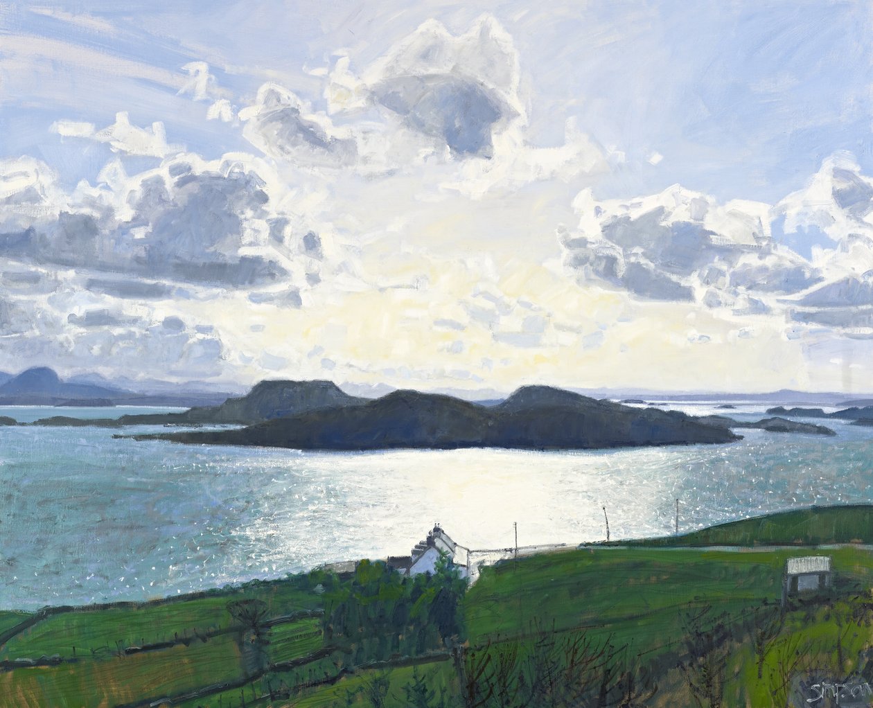 Blændende lys, Tanera Mor, 2011 (olie på lærred) af Charles Simpson