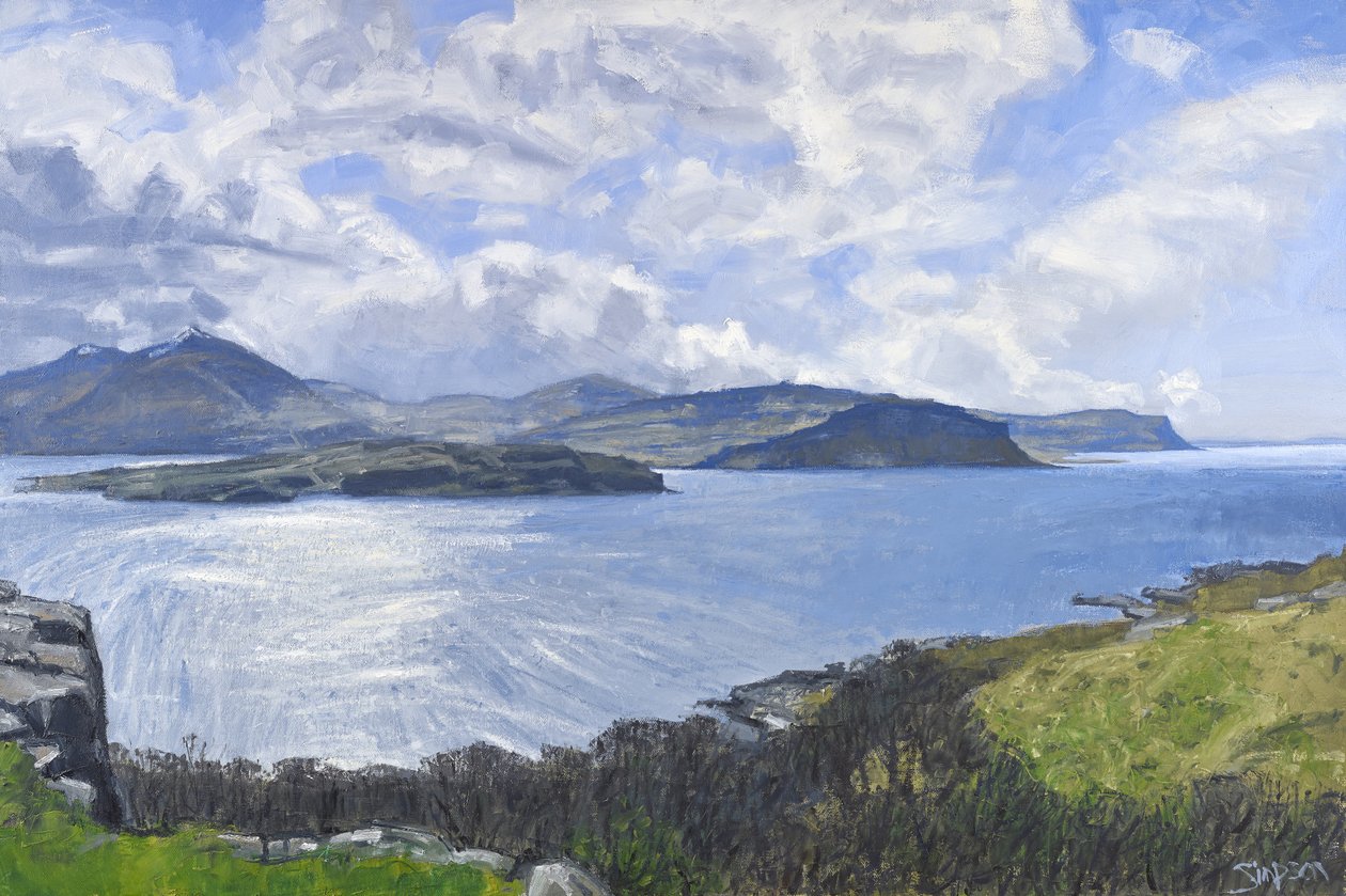 Eorsa, Loch na Keal, 2013 (olie på lærred) af Charles Simpson