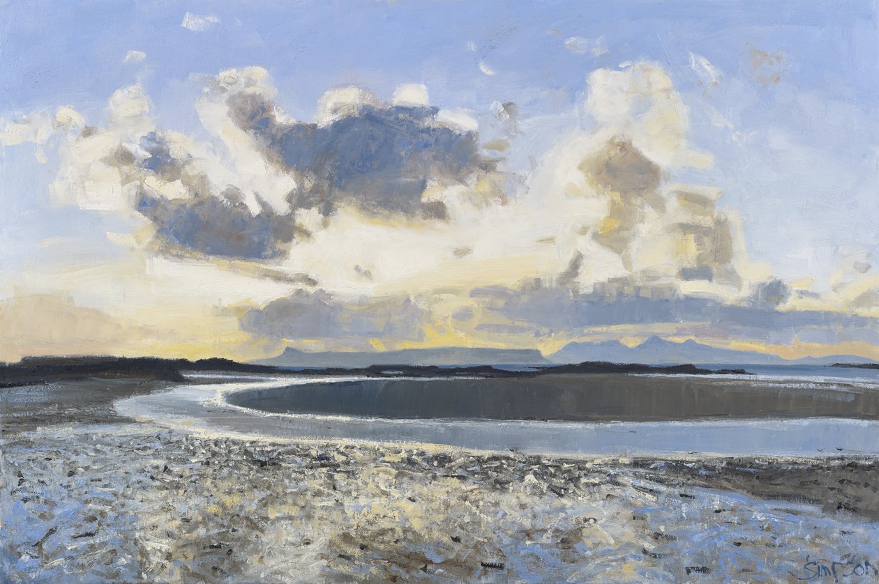 Aftenskyer, Eigg  Rum, 2015 (olie på lærred) af Charles Simpson