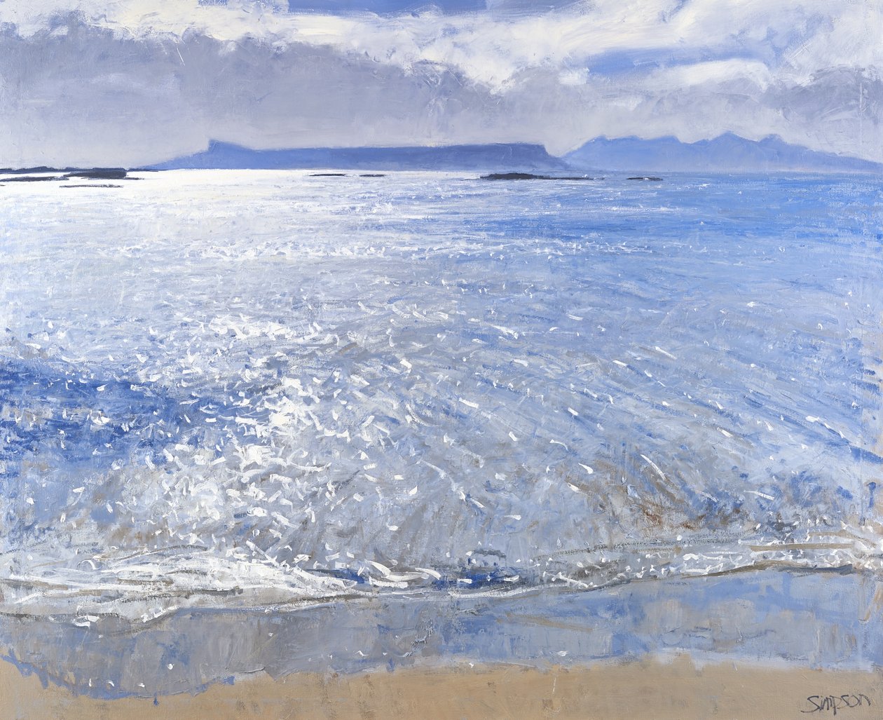 Sen eftermiddag, Eigg  Rum, 2013 (olie på lærred) af Charles Simpson