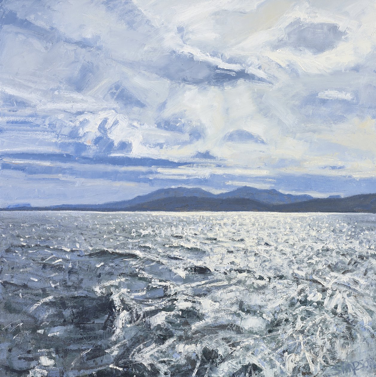 Leaving Barra, 2013 (olie på lærred) af Charles Simpson