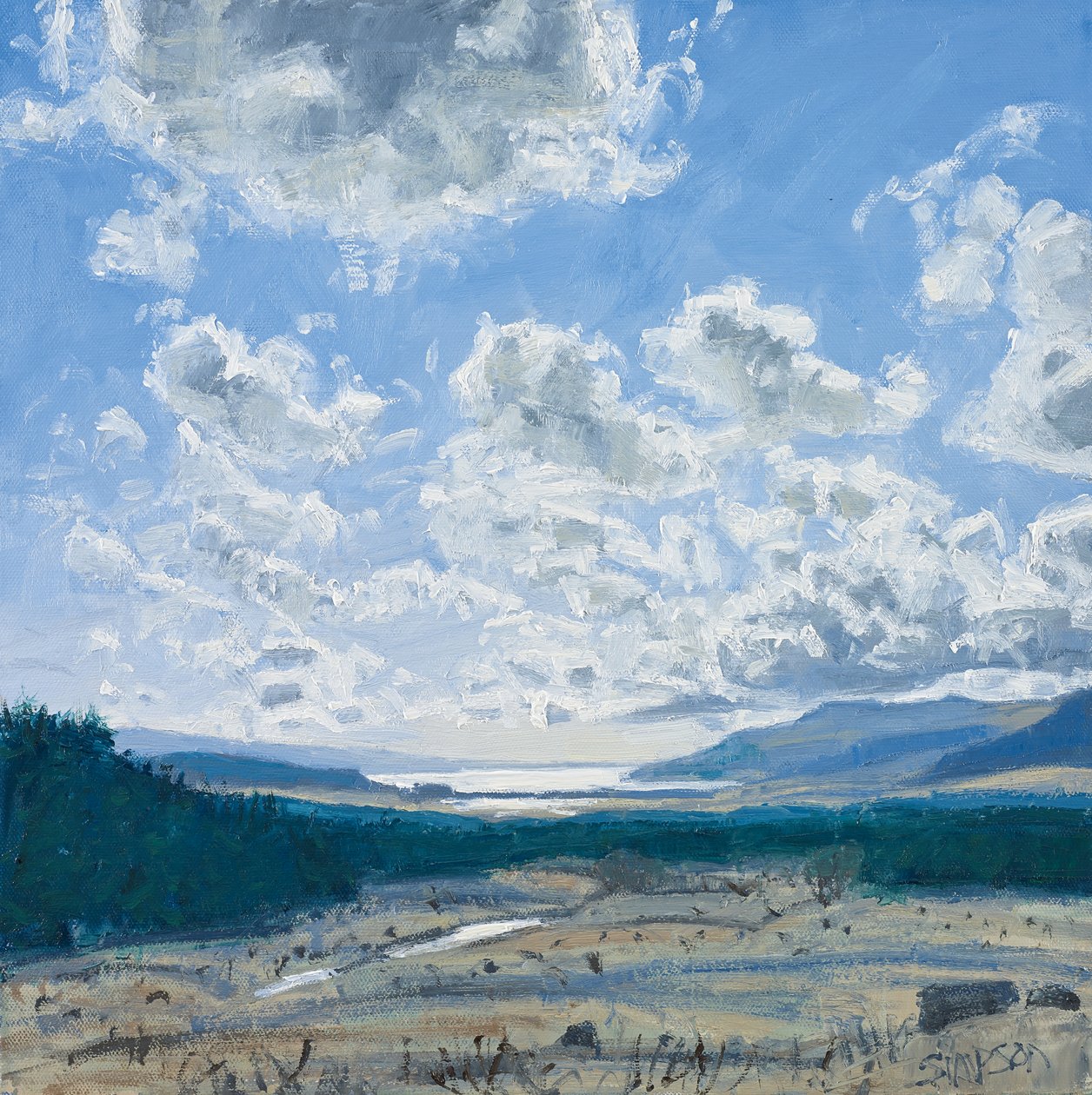 Loch Scridain, Mull, 2013 (olie på lærred) af Charles Simpson