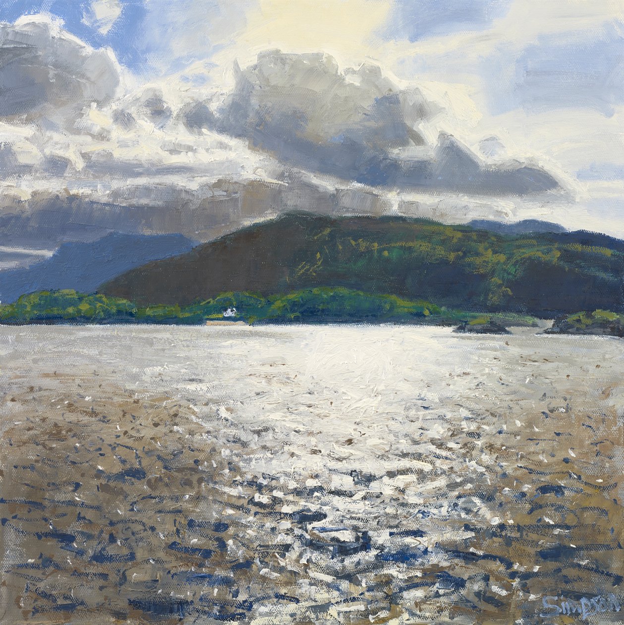 Loch nan Uamh, 2015 (olie på lærred) af Charles Simpson
